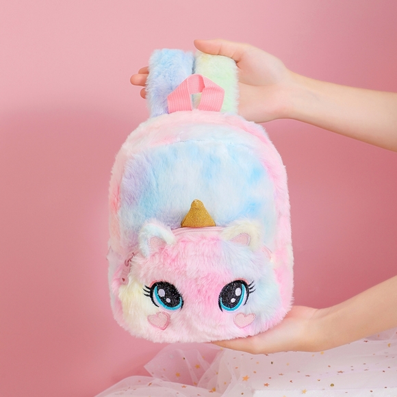 Cute Plush Unicorn Toddler Mini Travel Bag Princess Plush Backpack for Girls 1-6 - Picture 14 of 16
